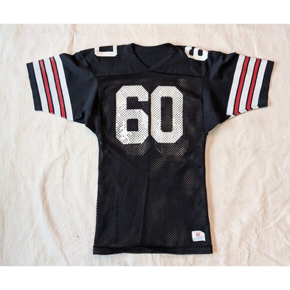 Champion Vintage 70s Blakc Nylon Football Jersey Classic Americana Sportswear MD - Picture 2 of 10